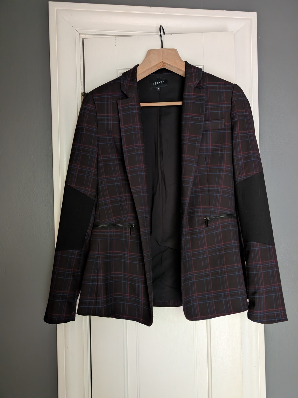 1. State Women's Plaid Blazer